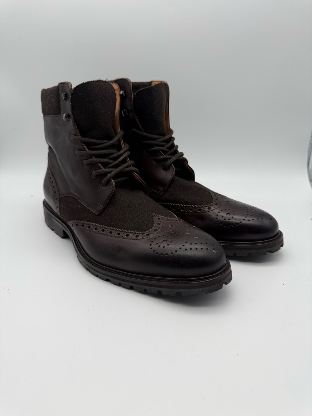 BRAND NEW Mercanti Firentini Made In Italy Suede/Leather Boots Brown Men’s Sz 9